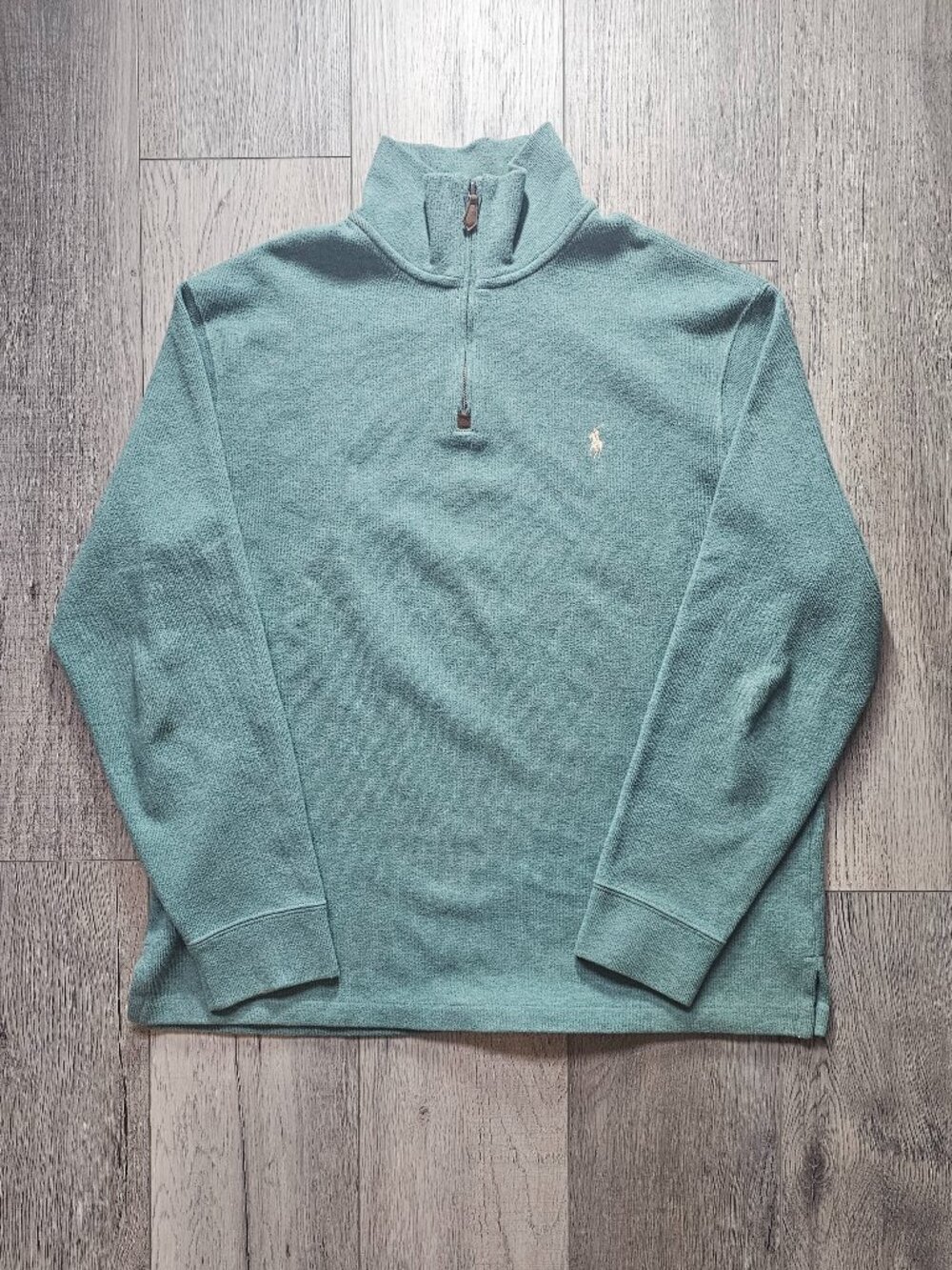 Vintage Polo Ralph Lauren Men's Quarter Zip Sweater Heather Sage Green Size L
